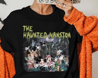 Camiseta de Halloween de Disney con la mansión encantada de Mickey y sus amigos, camiseta de Halloween de Disney con la mansión encantada de Disney, camiseta de Halloween de Disneyland