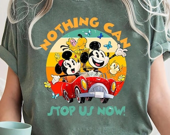 ミッキーとミニーのランナウェイ・レールウェイ 何も止められない シャツ、ディズニーファミリーバケーションTシャツ、ミッキーとミニーのTシャツ、ディズニー旅行ギフト