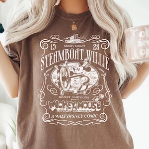 Vintage Steamboat Willie Shirt Retro Disney Mickey Mouse Cartoon T-shirt Klassiek Magic Kingdom Familievakantie Verjaardagscadeau voor volwassenen kinderen