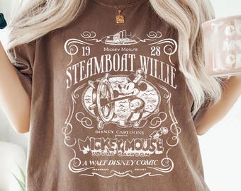 Vintage Steamboat Willie-skjorta Retro Disney Musse Pigg T-shirt Klassisk Magic Kingdom Familjesemester Födelsedagspresent Vuxna Barn