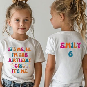 Personalized Birthday Girl Shirt Custom Age Name Tee Colorful Birthday Outfit for Girls Unique Kids Party Shirt Fun Birthday Gift for Kids