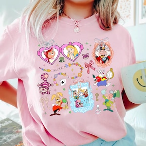 Coquette Alice in Wonderland Tea Party Shirt We&#39;re All Mad Here Tee Princess Alice Disney Tee Disney World Shirt Mad Hatter Cheshire Cat Tee