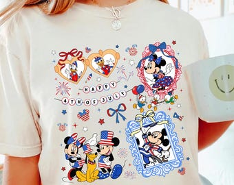 Disney 4th Of July Shirt Mickey and Friends Patriotic Matching Family Tee Red White and Blue Independence Day Tee Disneyworld Vacation Shirt