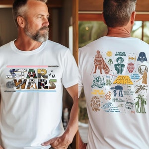 Disney Star Wars Two-Sided T-Shirt, Retro Darth Vader Shirt, Galaxy's Edge Star Wars Gift Tee, Disney Star Wars Shirt for Star Wars Lovers