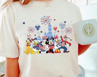 Disney Magic Kingdom 4 juli-tröja Musse Pigg och vänner Patriotiska Disney-tröja Disney-tröja med familjesemester Matchande Disney-tröja med semester USA-tröja
