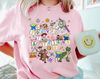 Toy Story You've Got a Friend in Me T-shirt Disney Character Shirt con Woody Buzz Forky Gift T-shirt per viaggi Disney e famiglia abbinata