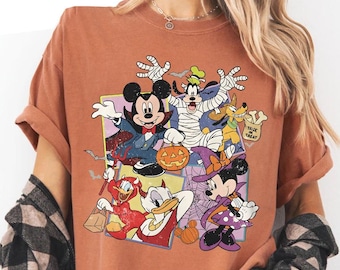 Trick or treat Disney Halloween-shirt Mickey en vrienden spookachtig T-shirt familie bijpassende Halloween-reisshirt vintage Disney-reiscadeau-shirt