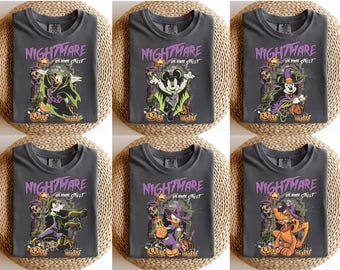 nachtmerrie op hoofdstraat Disney Halloween-shirt vintage spookachtig T-shirt Mickey en Vrienden pompoen skelet spin Disney Halloween-feest T-shirt2025