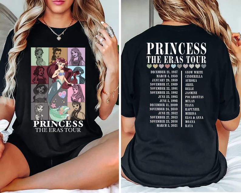 Perfect Disney Princess fan shirt with Ariel from The Eras Tour, ideal for Disney trips and gifts.