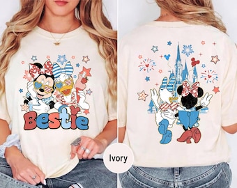 Disney 4th of July Shirt Minnie Daisy Besties Tee Girls Just Wanna Have Fun Patriotic Girls Trip Shirt Fireworks Castle Matching Disney Tee