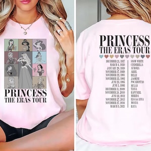 Princess The Eras Tour Shirt Disney Princess Timeline Tee Vintage Retro Princess T-Shirt for Disney Trip Unique Gift for Princess Lovers