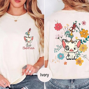 Personalized Moana Shirt, Pua And Hei Hei T-shirt, Floral Moana Shirt, Magic Kingdom Sweater, Disney World Trip Tee, Disney Princess Shirt