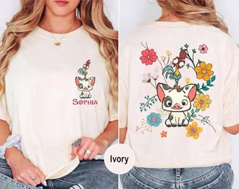 Personalisiertes Vaiana Shirt, Pua und Hei Hei T-Shirt, Floral Moana Shirt, Magic Kingdom Pullover, Disney World Trip T-Shirt, Disney Princess Shirt