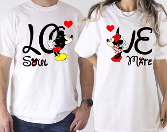 Mickey and Minnie Valentine Couple T-Shirt, Disney Valentine Shirt Gift, Valentines Day Disneyland Tee Disney Couple Soul Mate Sweatshirt