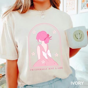 I’m Literally Just A Girl Shirt Comfort Colors Funny Pink Tee Trendy Sarcasm Graphic Shirt Cute Coquette Humor Shirt Aesthetic Gift For Her