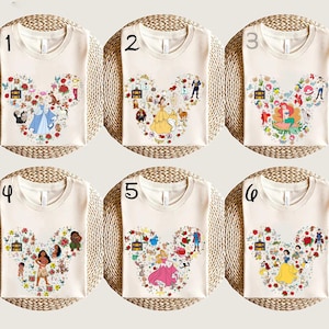 Disney Princess Shirt, Cinderella Snow White Tee Rapunzel Aurora Moana Belle Shirt Gift for Disney Princess Lover, Little Mermaid Sweatshirt