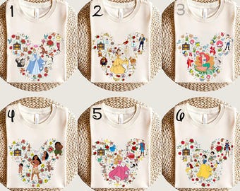 Disney Prinzessin Shirt, Aschenputtel Schneewittchen T-Shirt Rapunzel Aurora Moana Belle Shirt Geschenk für Disney Prinzessin Liebhaber, kleine Meerjungfrau Sweatshirt