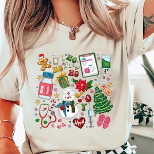 Funny Nurse Christmas Shirt Festive Nurse Holiday Tee Cute School Nurse Christmas Tshirt Unique Nurse Holiday T-Shirt Perfect Gift for Nurse