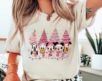 Mickey and Friends Disney Christmas Sweatshirt Mickey's Very Merry Christmas Shirt Pink Christmas Tree Sweatshirt Disney Christmas Apparel