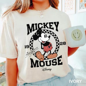 Comfort Colors Vintage Mickey Mouse Shirt Retro Disney Mickey 1928 T-Shirt Classic Checkered Mickey Tee Disney World Family Trip Shirt Gift