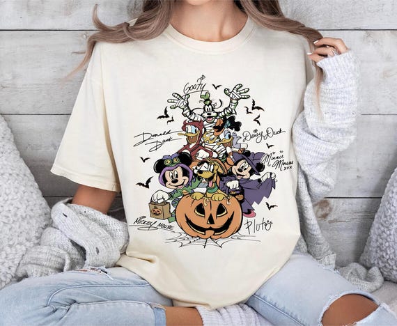 Retro Mickey and friends Halloween shirt comfort colors Disney Halloween party tee not so scary trip 2025 pumpkin graphic t-shirt
