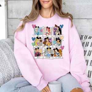 Disney Princesses t-shirt for women and girls featuring popular characters like Elsa, Ariel, Belle, Jasmine, and Pocahontas, ideal gift for Disney fans.