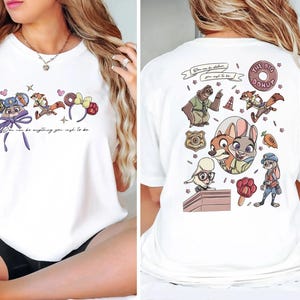 zootopia inspired shirt featuring judy hopps and nick wilde colorful cartoon design disney vacation outfit