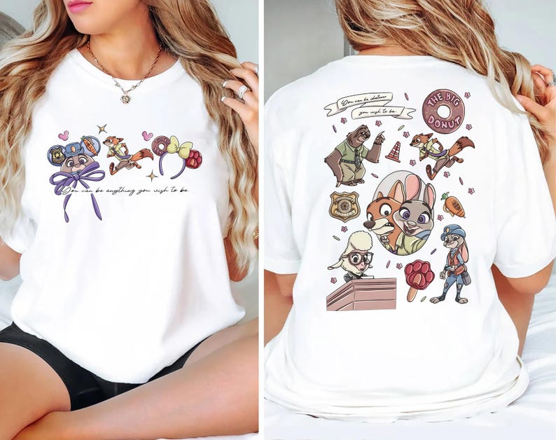 zootopia inspired shirt featuring judy hopps and nick wilde colorful cartoon design disney vacation outfit