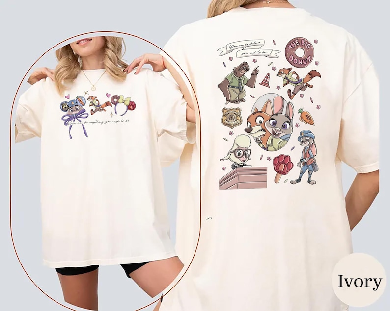 zootopia inspired shirt featuring judy hopps and nick wilde colorful cartoon design disney vacation outfit