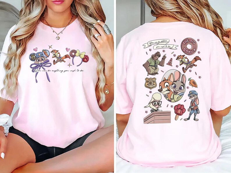 zootopia inspired shirt featuring judy hopps and nick wilde colorful cartoon design disney vacation outfit