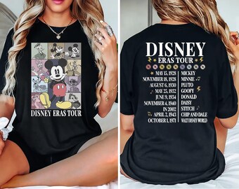 Disney Eras Tour Vintage Mickey and Friends Retro Timeline Disneyland Vacation Family Matching Tee Disney Lover Gift Nostalgic Disney Shirt