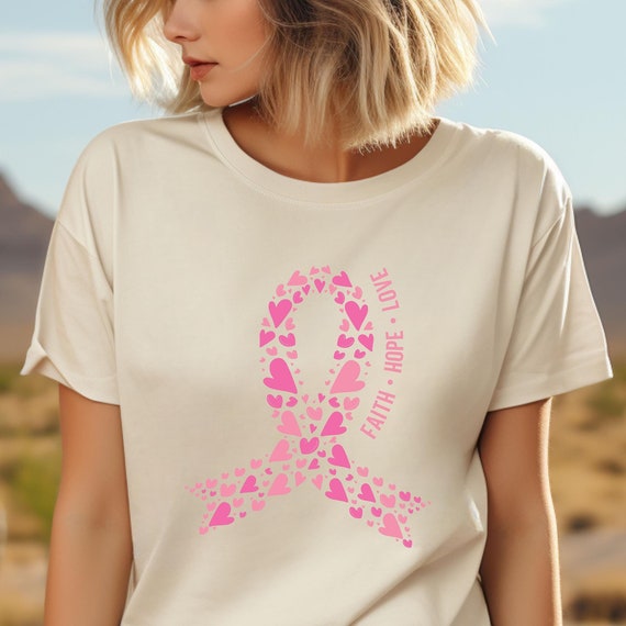Pink Ribbon Faith Tee Breast Cancer Survivor Awareness Gift Pink Ribbon Faith Tee Breast Cancer Survivor Awareness Gift