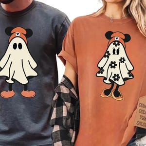 Mickey Minnie Ghost Halloween Shirts Comfort Colors Retro Disney Couple Tees Spooky Season Matching Family Shirt Kids Disney Halloween Tee