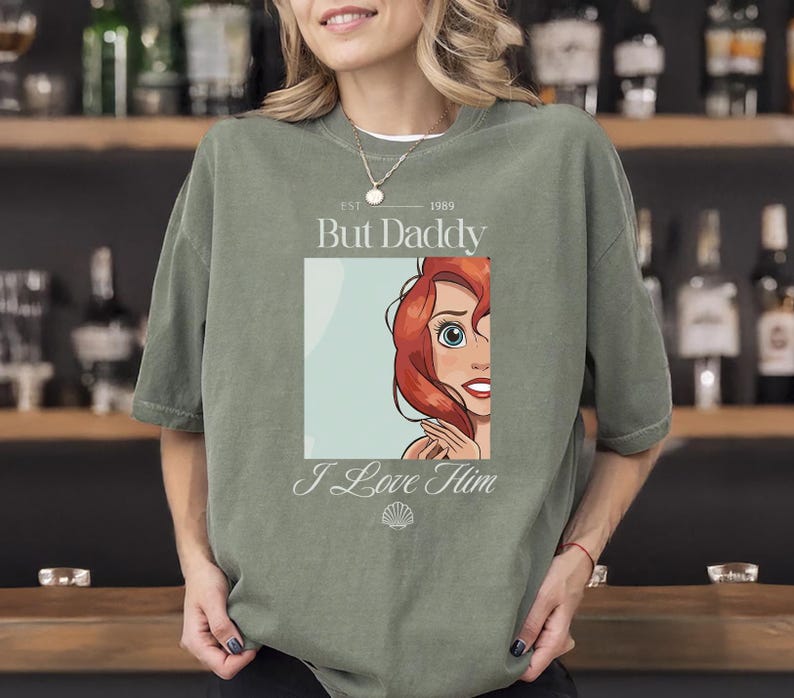 But Daddy I Love Him Comfort Colors Shirt for Disney Family Trip, Little Mermaid Ariel Comfort Colors Shirt, perfect for Magic Kingdom, Disney Princess Ariel Shirt, But Daddy I Love Him Quote Tee, Retro Disney Ariel T-Shirt, But Daddy I Love Him Design, Magic Kingdom Trip Shirt featuring Ariel and “But Daddy I Love Him”, Ariel Inspired Comfort Colors Shirt for Disney Family Vacation