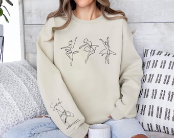 Custom Ballerina T-shirt and Sweatshirt with Personalized Name Ballet Shirt for Dancer Dance Teacher Gift Dance Mom Sweater Gift for Dancers
