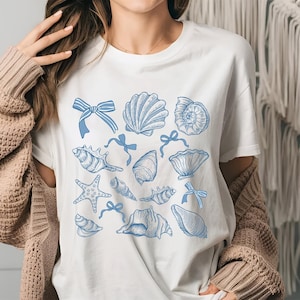 Comfort Colors Seashell Shirt, Coastal Beach T-Shirt Summer Ocean Lover Tee, Sea Shell Boho Shirt, Beach Lover Gift Coquette Sea Shell Shirt