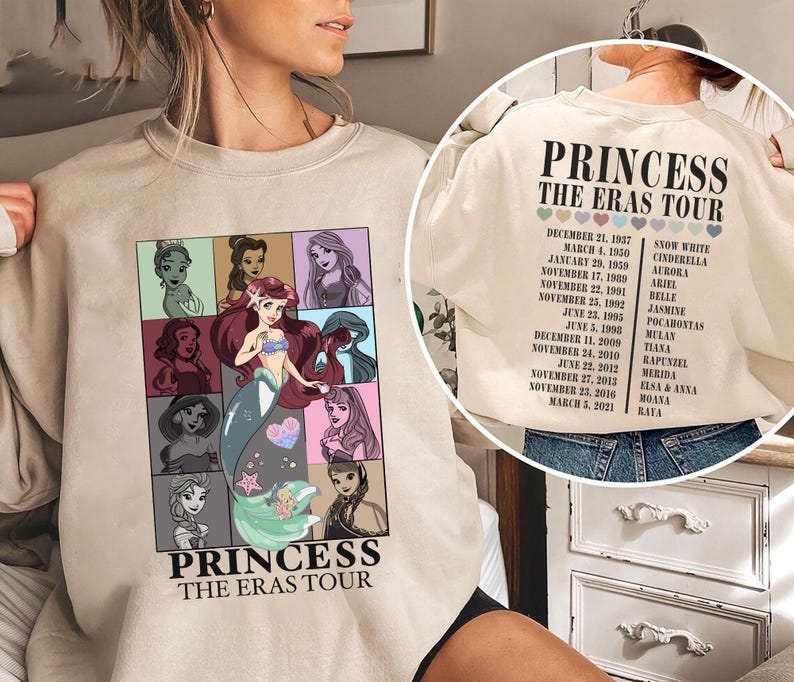 Disney Princess Ariel tee from The Eras Tour, great for girls and Disney enthusiasts going on a Disney trip.