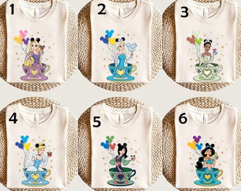 Camiseta Disney Princess Comfort Colors Camiseta personalizada Disney Princess Camiseta de viaje para niña Disney Camiseta Magic Kingdom Group Camiseta personalizada Disney