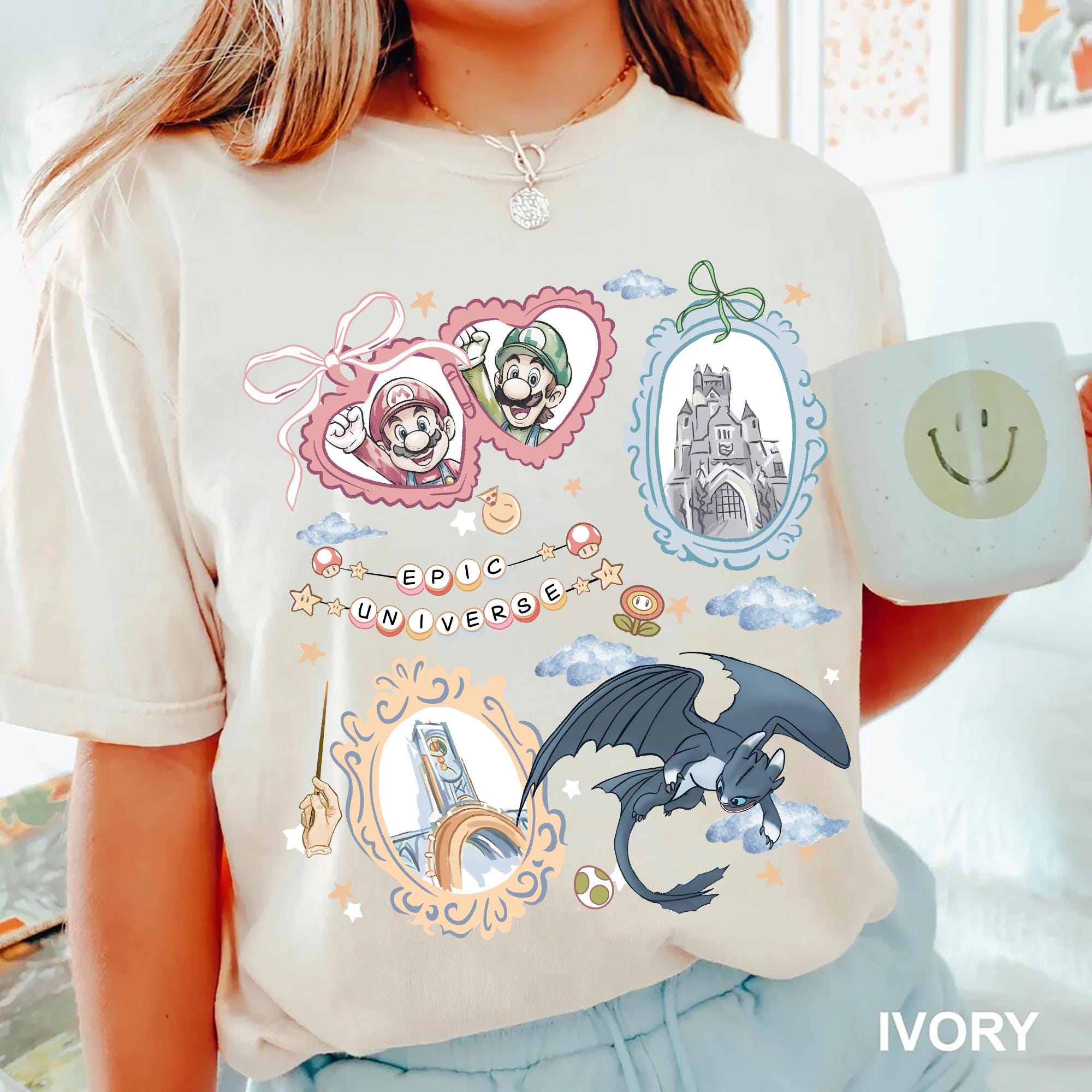 Epic Universe Shirt 2025 Family Park Trip Tee Mario Luigi Toothless Dragon Shirt Gift Universal Orlando Vacation Matching Tee for Kids Adult