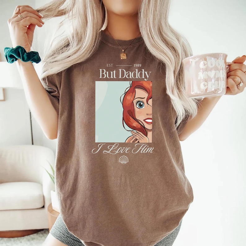 But Daddy I Love Him Comfort Colors Shirt for Disney Family Trip, Little Mermaid Ariel Comfort Colors Shirt, perfect for Magic Kingdom, Disney Princess Ariel Shirt, But Daddy I Love Him Quote Tee, Retro Disney Ariel T-Shirt, But Daddy I Love Him Design, Magic Kingdom Trip Shirt featuring Ariel and “But Daddy I Love Him”, Ariel Inspired Comfort Colors Shirt for Disney Family Vacation