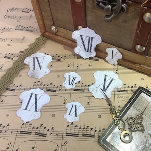 24 Orologio tipo Ephemera, numero romano del quadrante di un orologio, stile vintage, effetto invecchiato, bullet journal ideale / scrapbooking...