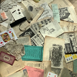 Lot mystère d’éphéméra vintage – 100% authentique – Brown ephemera kit – Scrapbooking, junk journal, collage – 40 pieces
