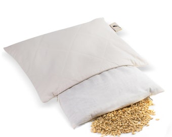 Spelt Husk Eco Bio Pillow, Organic Cotton Pillowcases, Natural Ergonomic Breathable Comfort Sleeping Bed Pillow