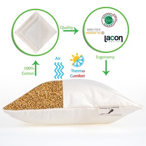 Millet Husk Eco Bio Pillow, Organic Cotton Pillowcases, Natural Ergonomic Breathable Comfort Sleeping Bed Pillow image 7