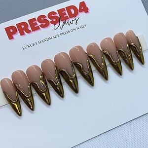 3D Chrome Nails / Gold Chrome Nails / Press On Nails