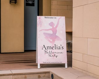 Ballerina Party Welcome Sign: Editable Pink Ballet Birthday (Digital Download)