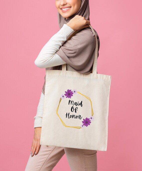 4168 Wedding I Do Twill Tote, Maid of Honor, Chocolate Brown and Pink Maid of Honor Fancy Tote- Wedding Tote Bags - Etsy main image 2