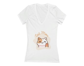 Orange Cat Mom TShirt Women's Short Sleeve V-Neck T-Shirt