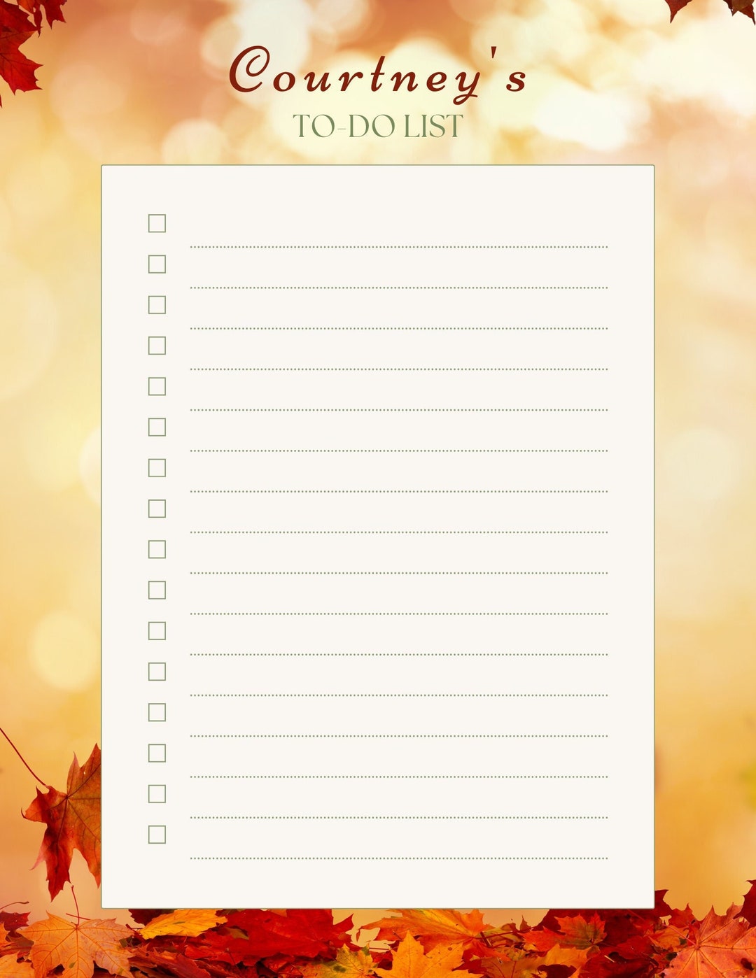 Your Name Todo List Digital File Download Fall Etsy