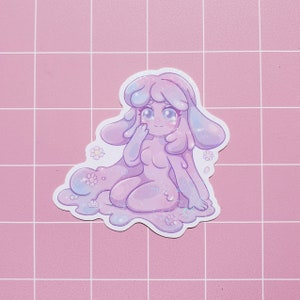 Bunnie Slime pegatinas / pegatinas de vinilo holográficas del corazón / personaje original de Slime Monster Girl